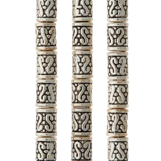 12 Pack:  Sterling Silver Plated Tube Beads, 9mm by Bead Landing&#x2122;